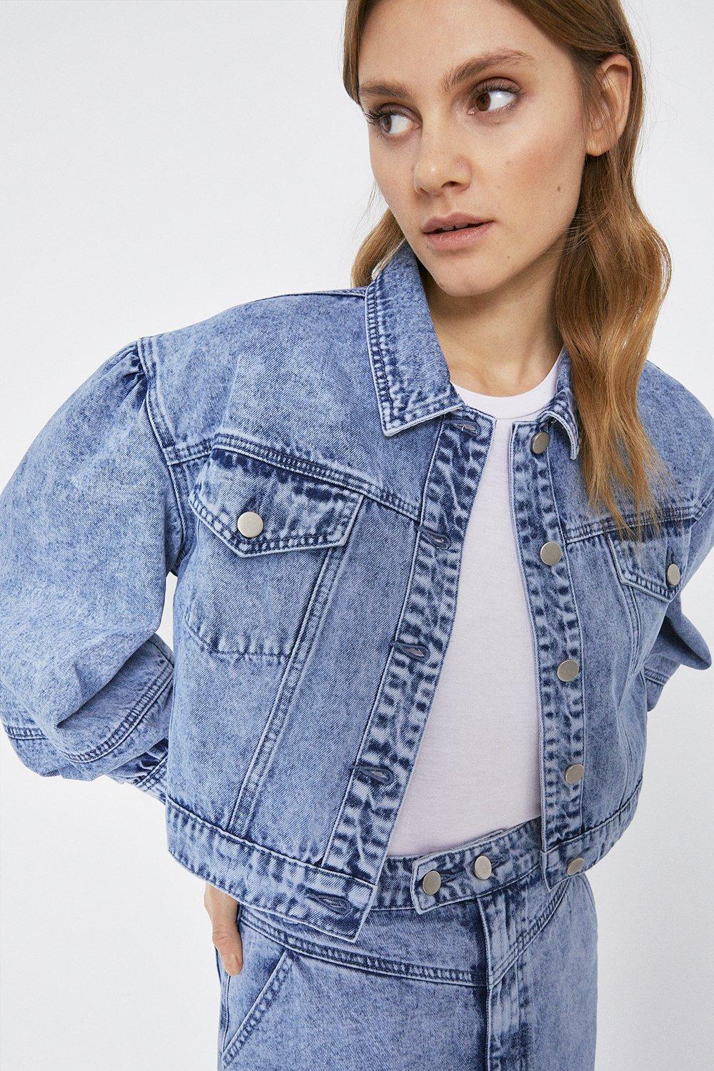 topshop puff sleeve denim jacket