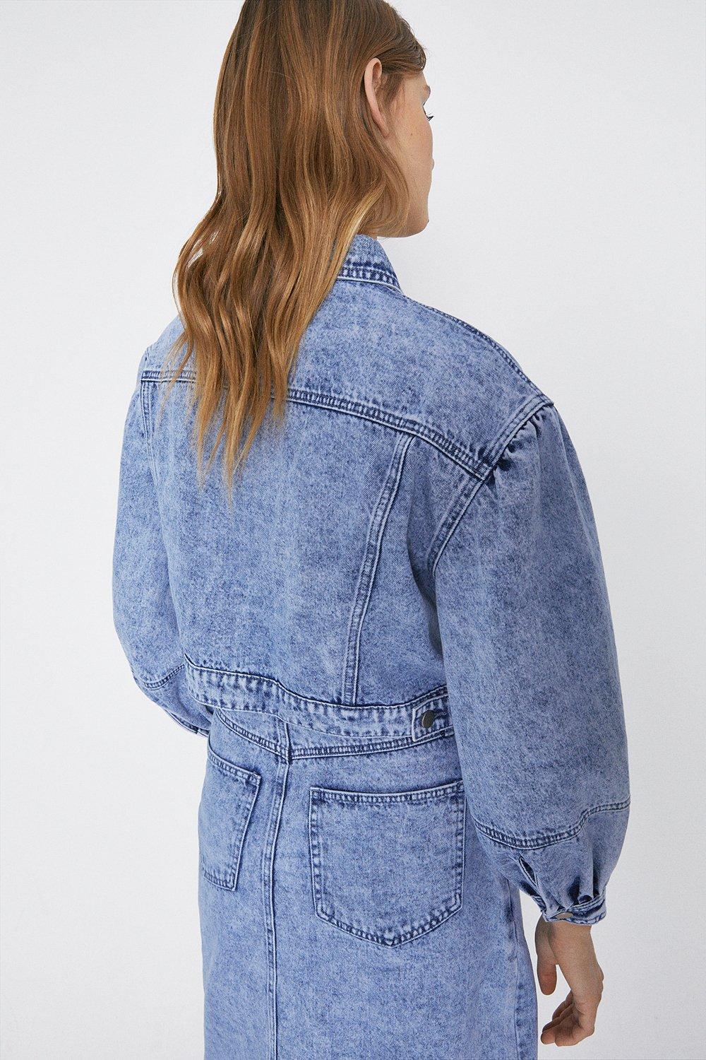 topshop puff sleeve denim jacket