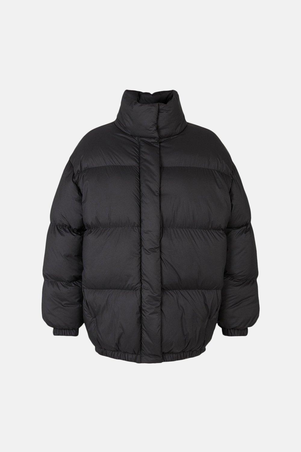 funnel neck quilted coat