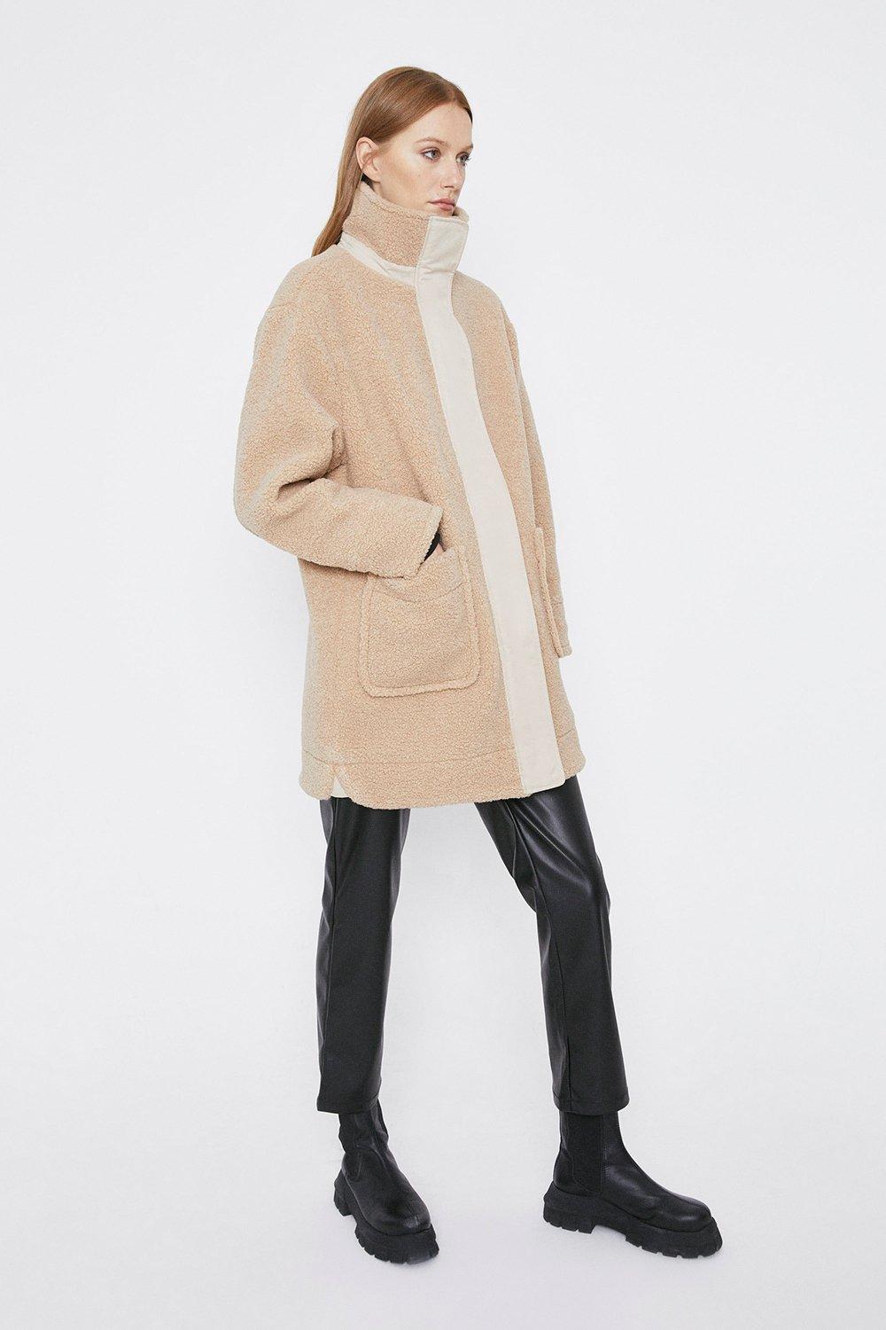 longline funnel neck coat