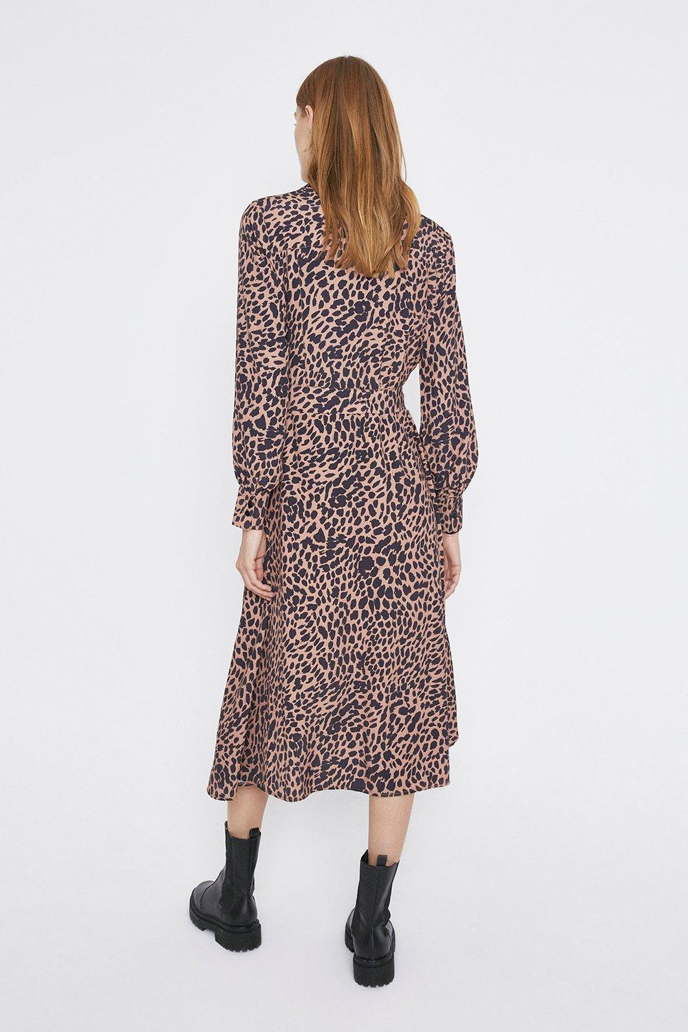 Leopard print shirt dress warehouse on sale