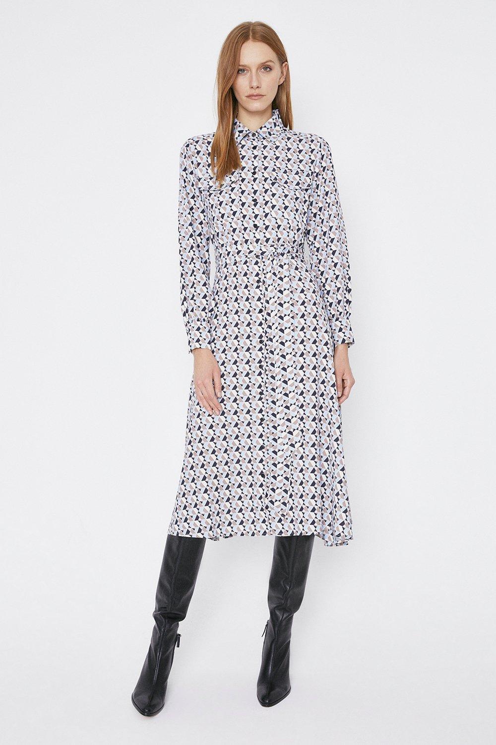 warehouse mixed animal shirt dress