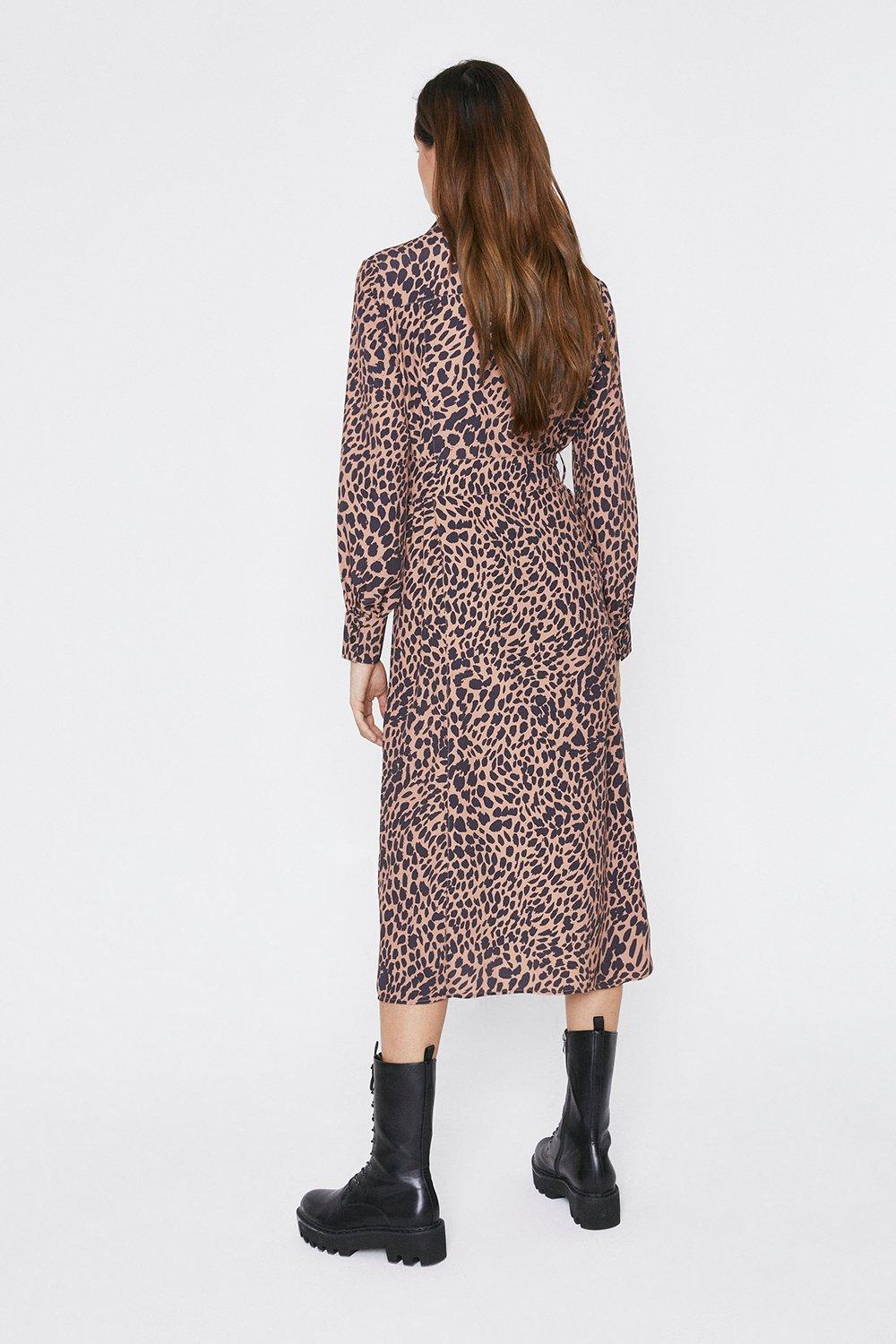 animal midi shirt dress