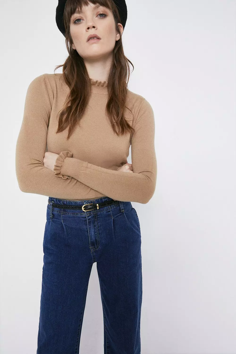 Ruffle neck clearance jumper