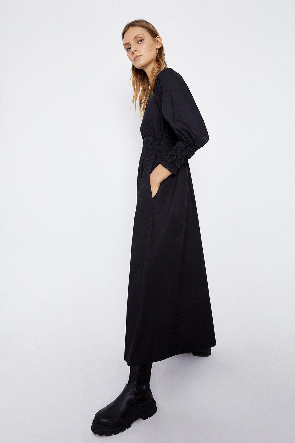 midi shirred waist dress