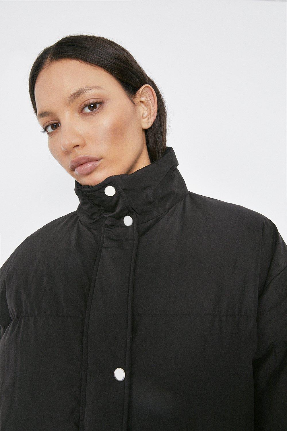 maxi funnel neck padded coat