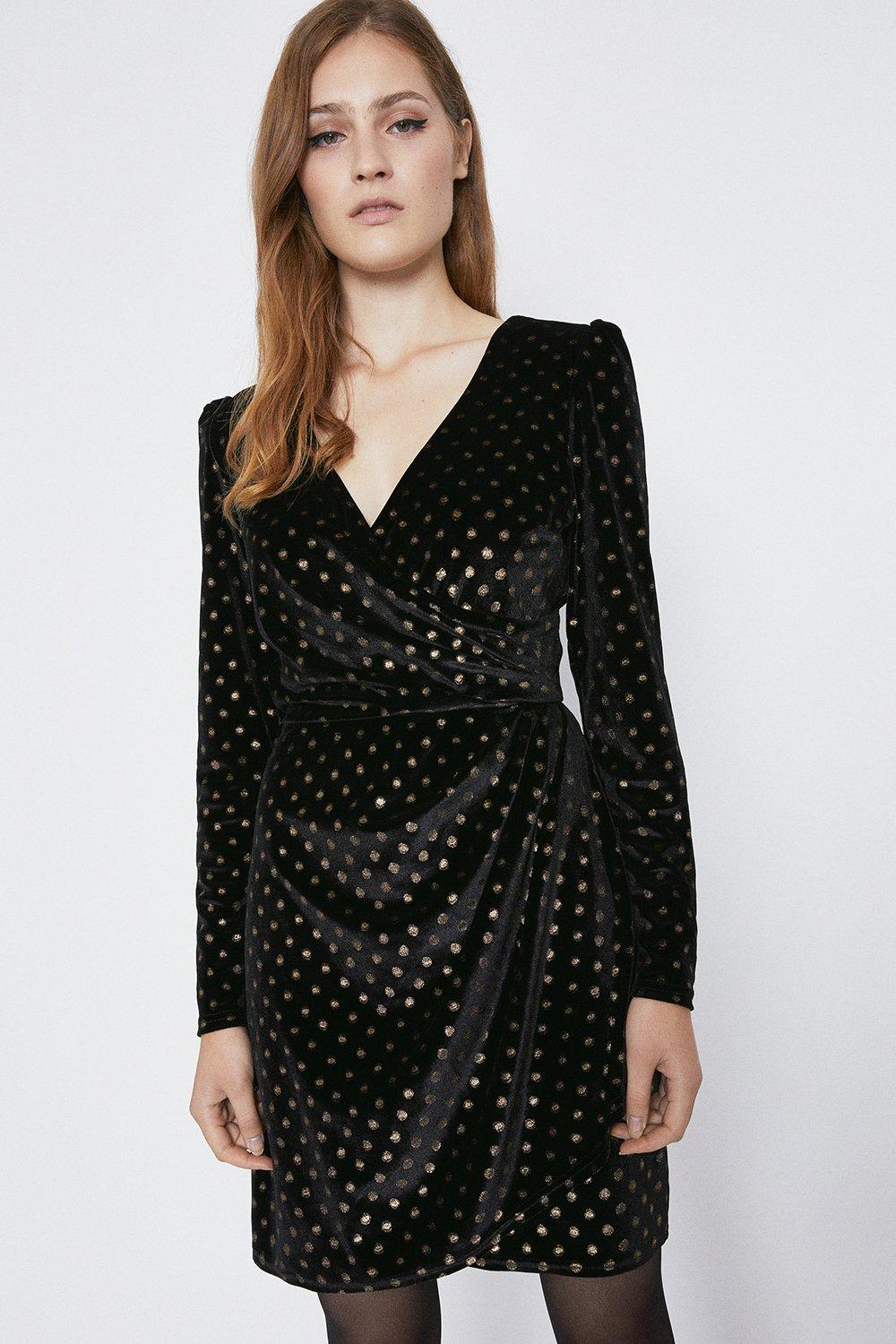 warehouse black velvet dress