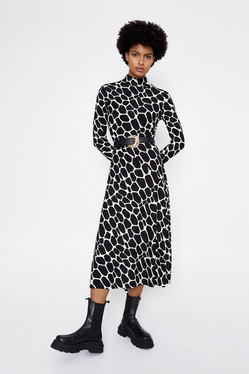 giraffe print midi dress