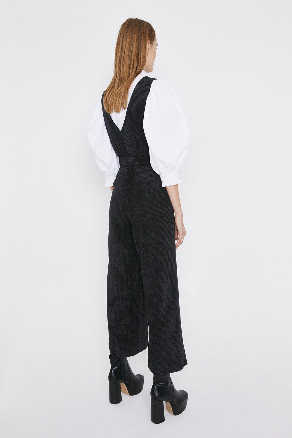 Warehouse NEW Retro Cord Belted Long Sleeve Boilersuit Jumpsuit in Grey 6 to 16 