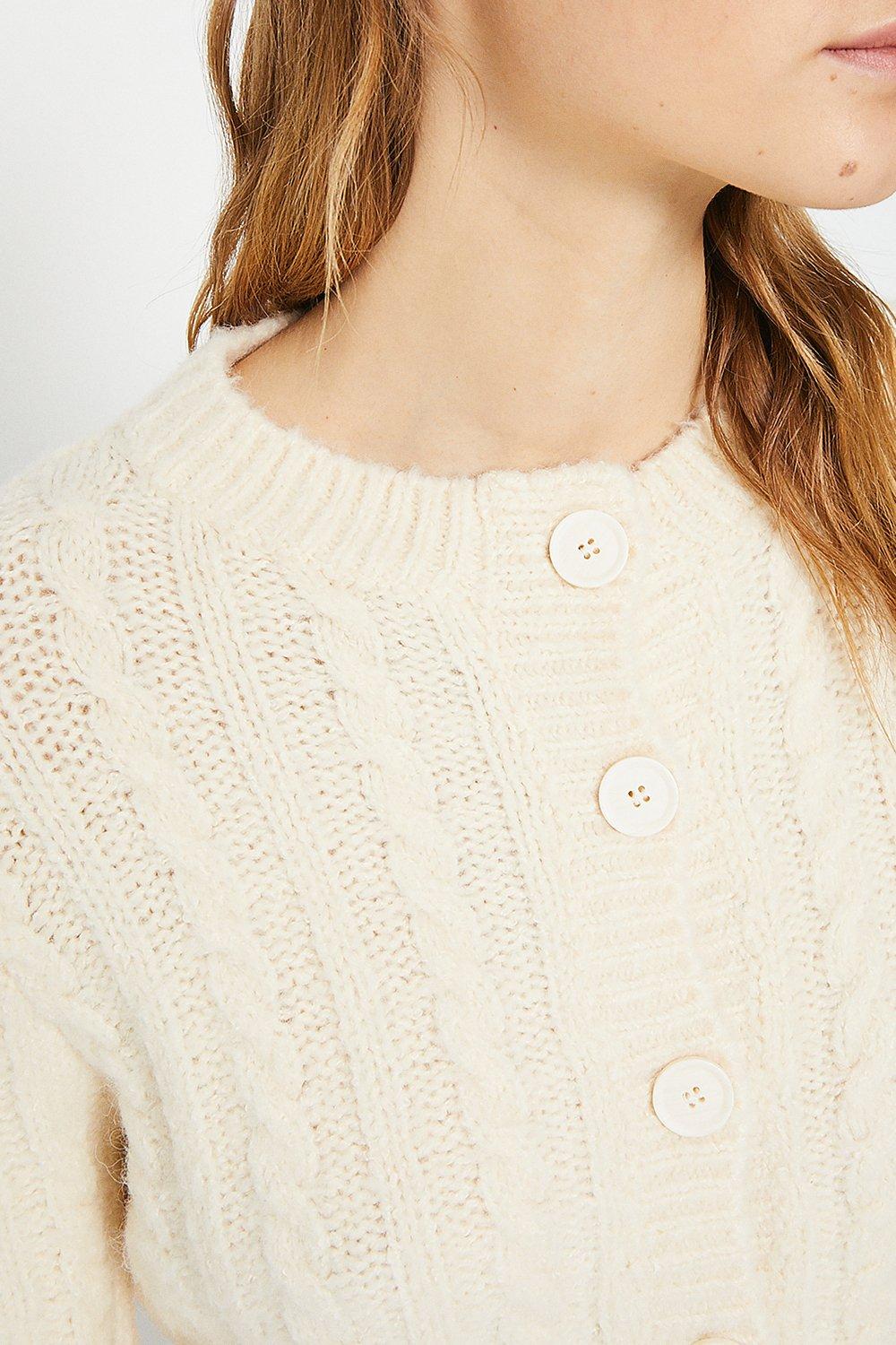 cable knit button cardigan