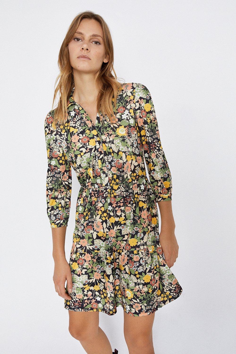 warehouse mixed animal shirt dress