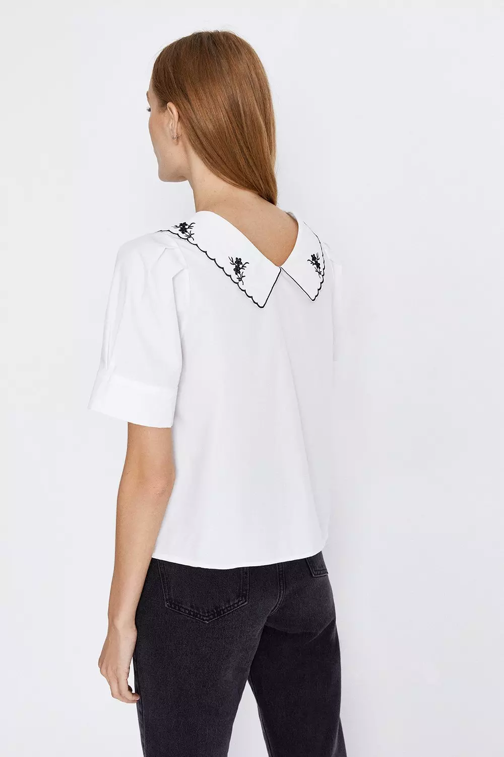 Embroidered Collar Detail Blouse | Warehouse