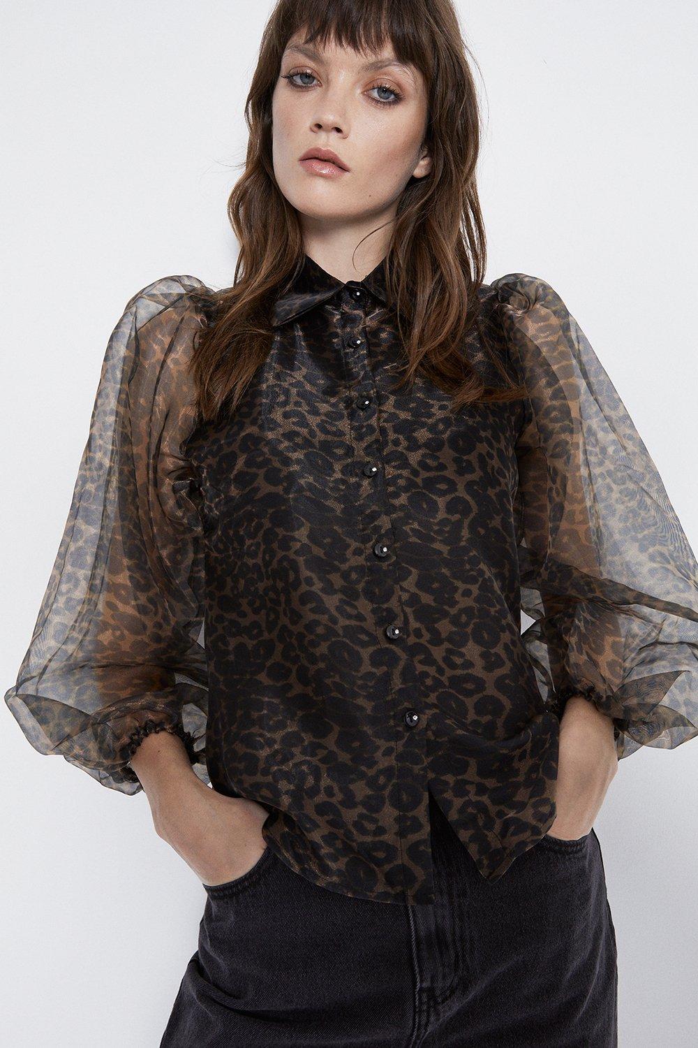warehouse red leopard print blouse