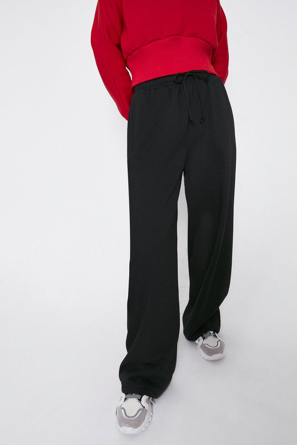 black wide leg joggers