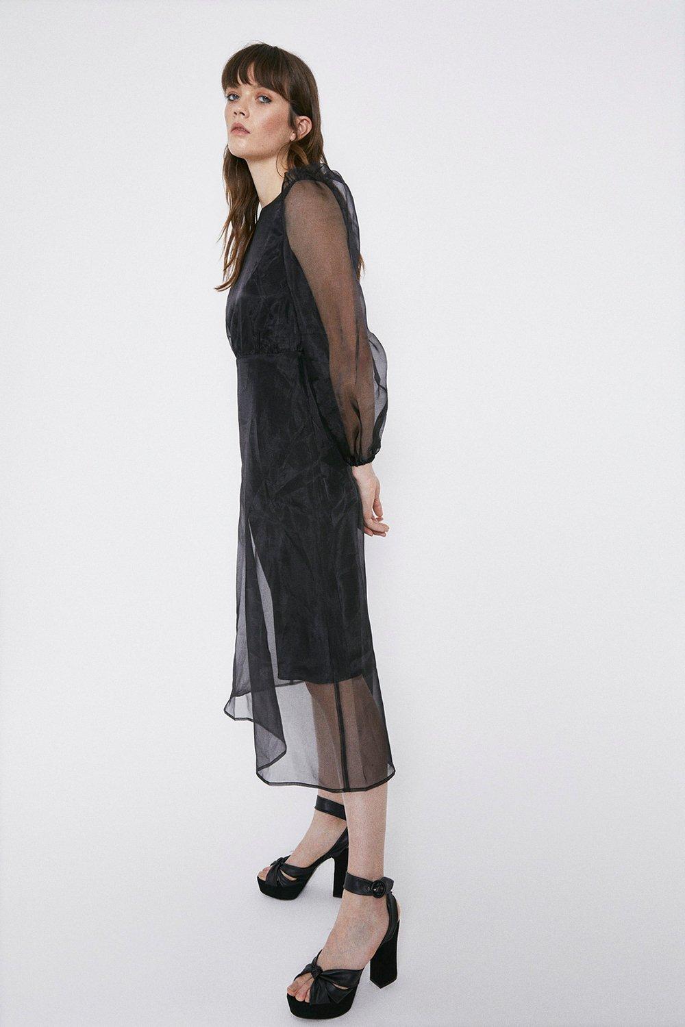 black organza midi dress