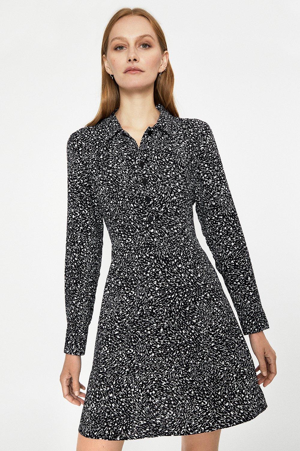 Scribble Print Mini Shirt Dress | Warehouse