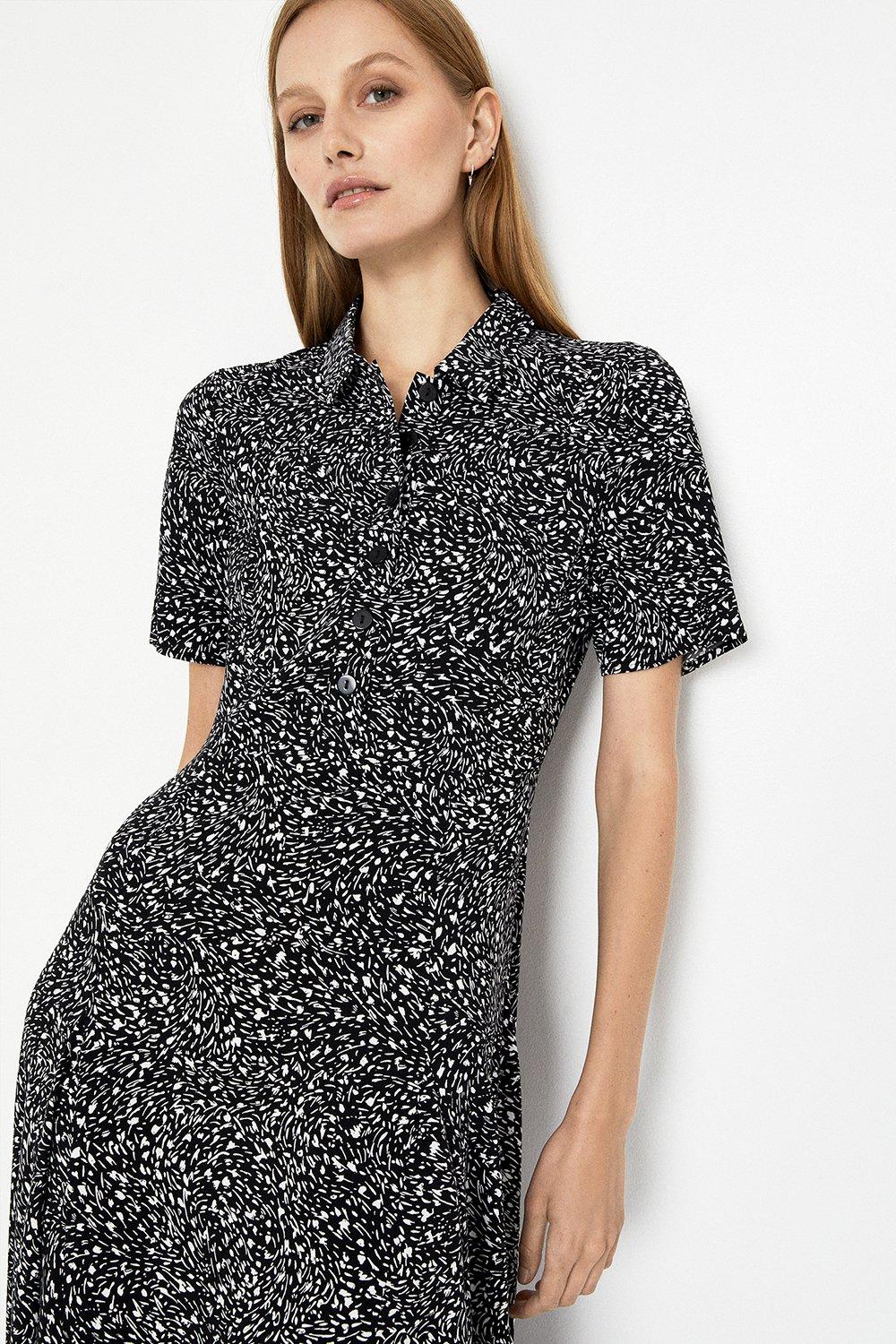 warehouse zebra print midi shirt dress