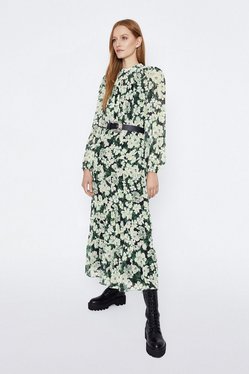 Tiered Chiffon Midi Dress | Warehouse