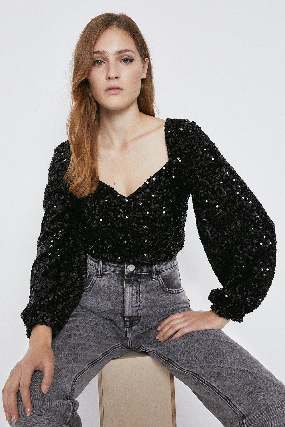 sequin top xl