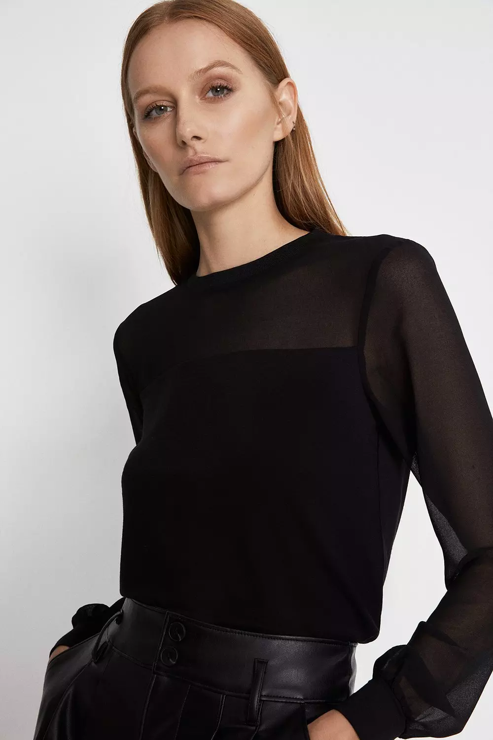 Kammer peber forslag Sheer Sleeve Woven Mix Top | Warehouse