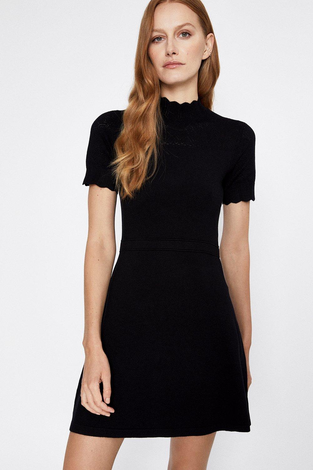 warehouse pointelle yoke dress