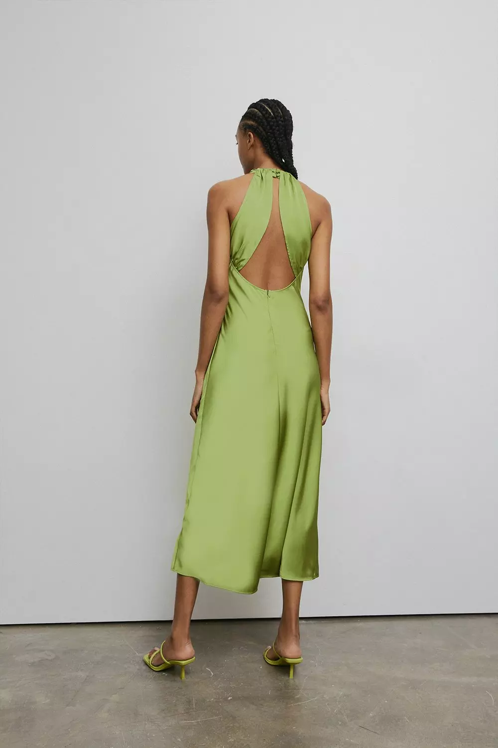 silk halter dress green