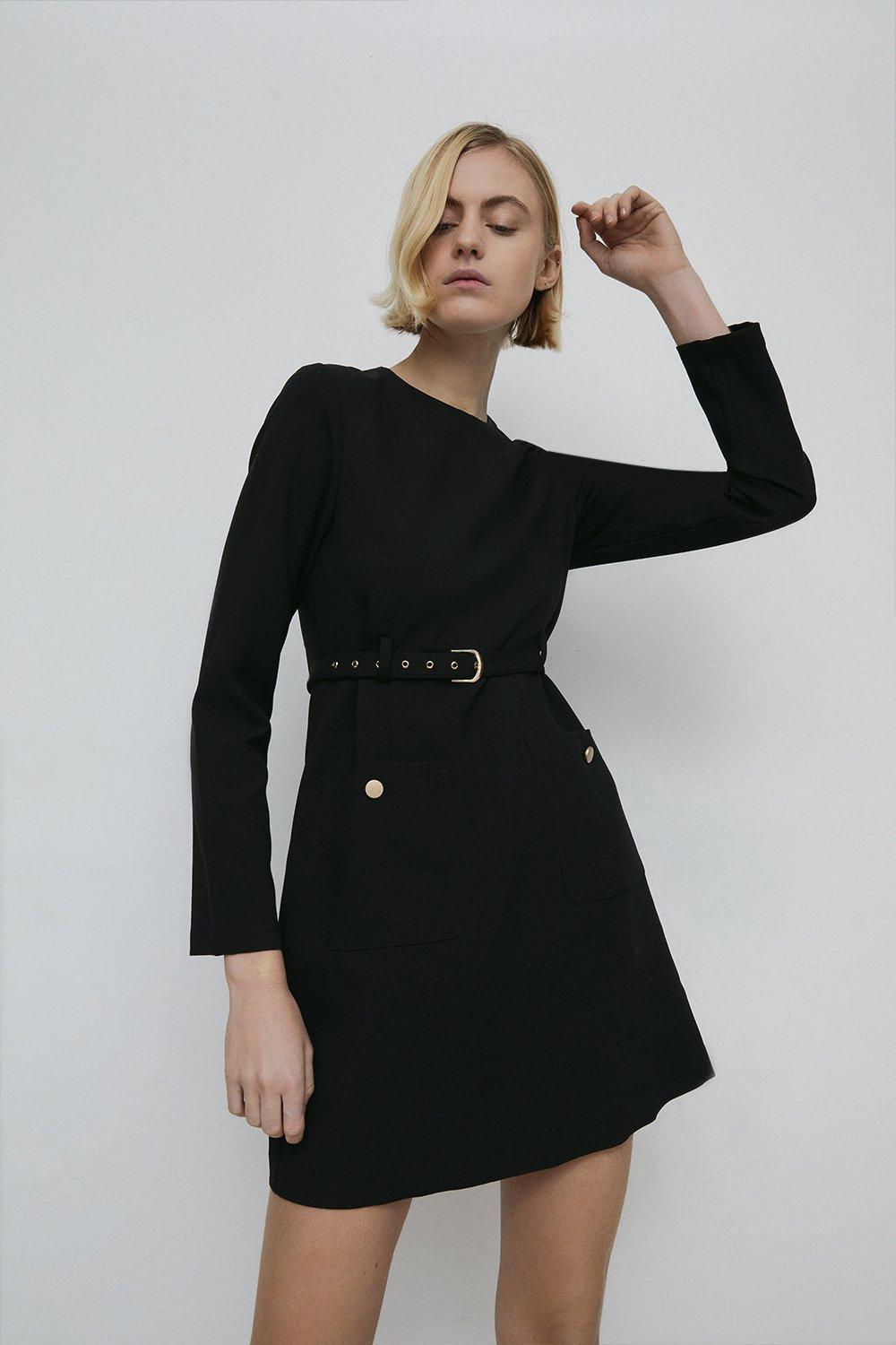 warehouse black shift dress