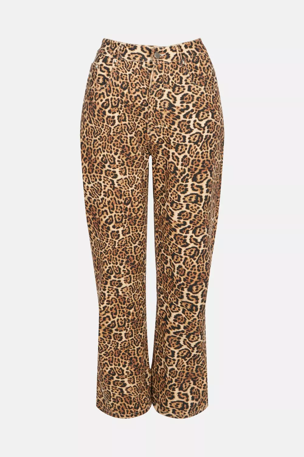 nabo Profeti Fange Denim Leopard Printed Straight Leg Jeans | Warehouse