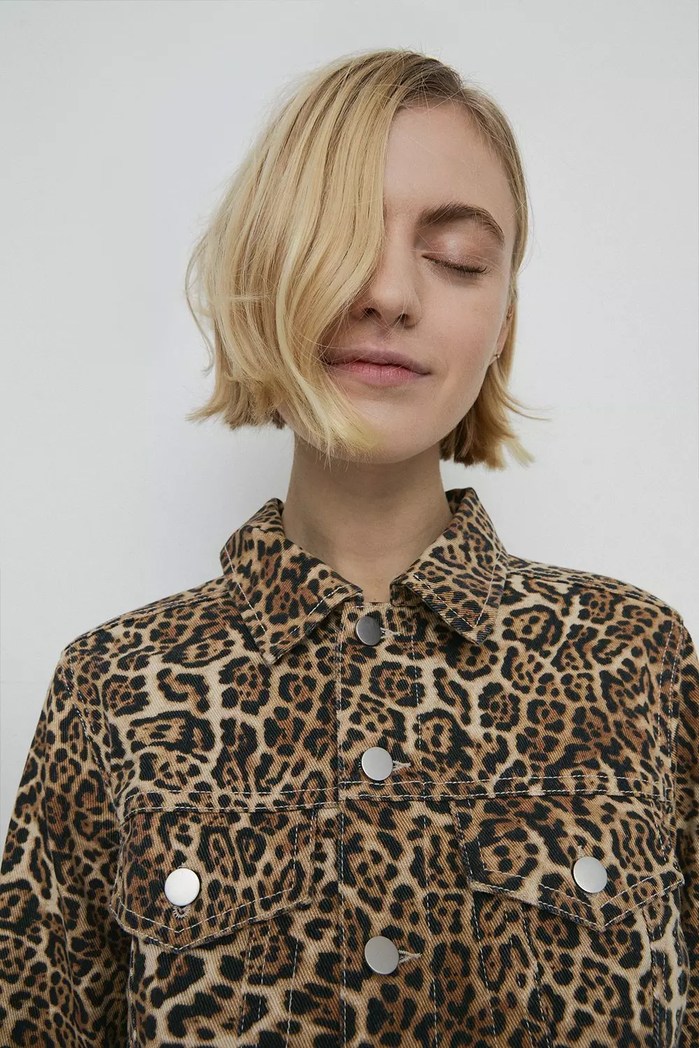 Animal print shop denim jacket