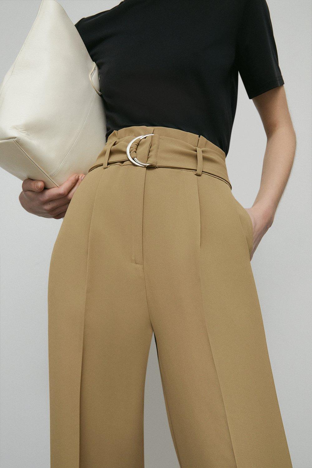 Petite D Ring Belted Wide Leg Trouser | Warehouse