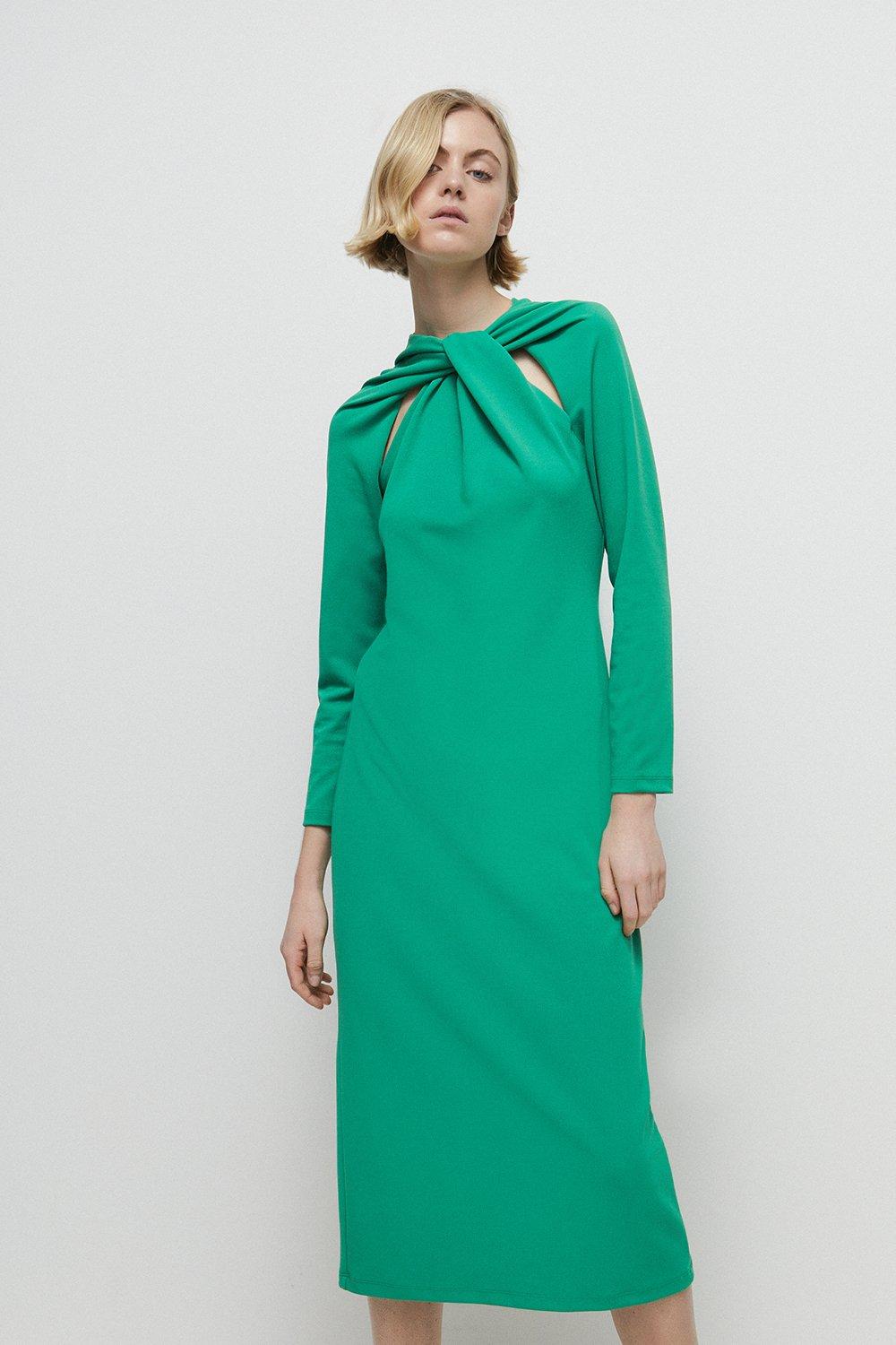 warehouse emerald green dress