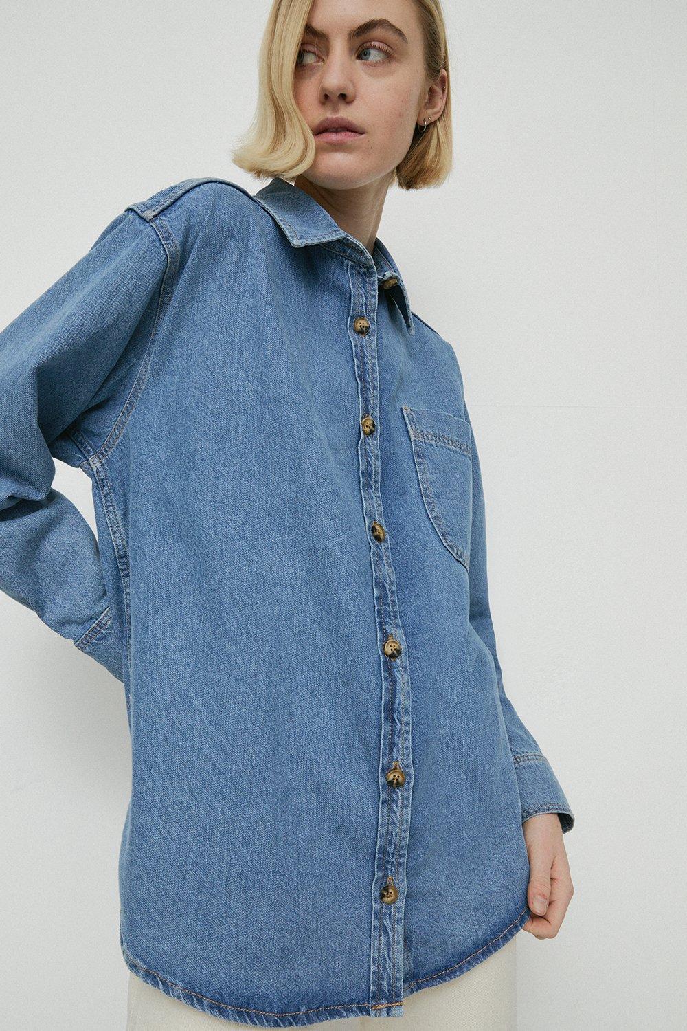 Wash Lab Oversized Denim Shirt Blue Slush / XL