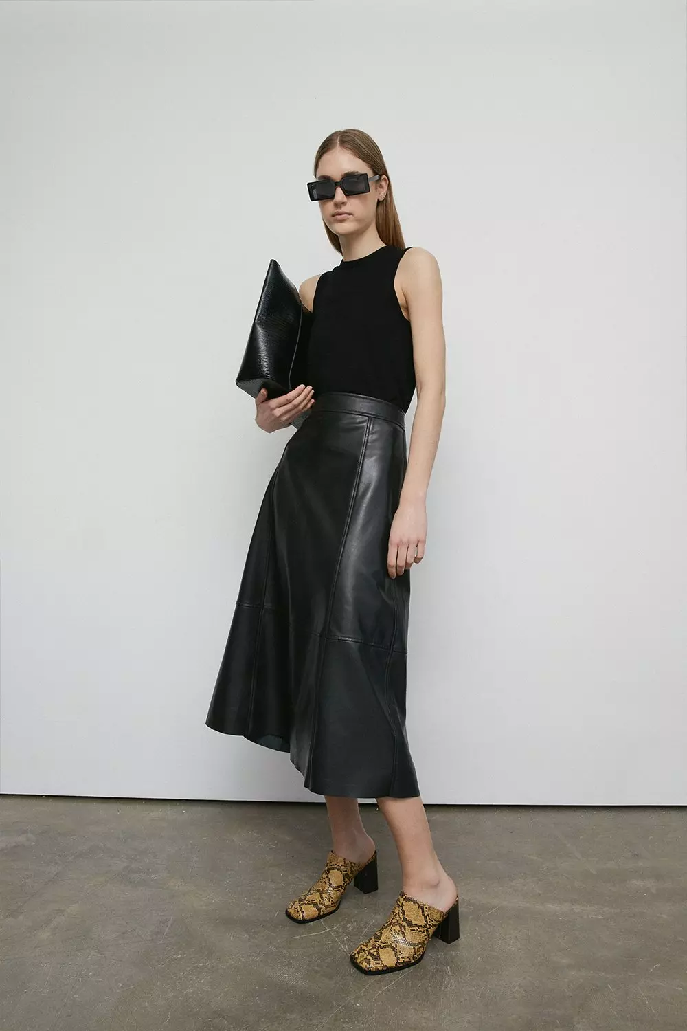 A line 2025 leather skirt midi