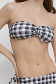Mono Gingham Ribbed Tie Front Bikini Top