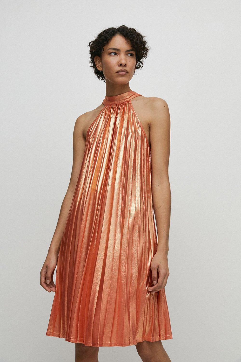 orange metallic dress