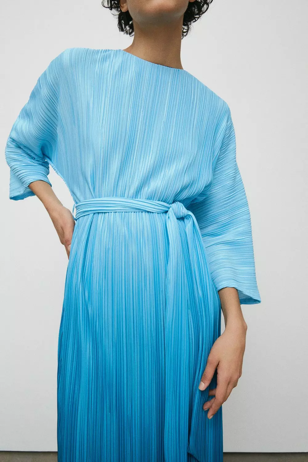 Printed Plisse Batwing Midi Dress | Warehouse