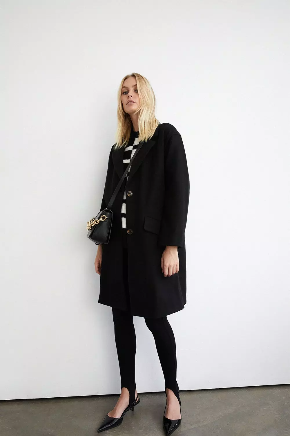 Skater Tailored Coat in Black