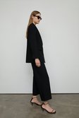 Black Flat Fronted Tailored Wide Crop Trouser
