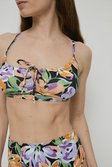Multi Hawaiian Floral Ruched Front Bikini Top