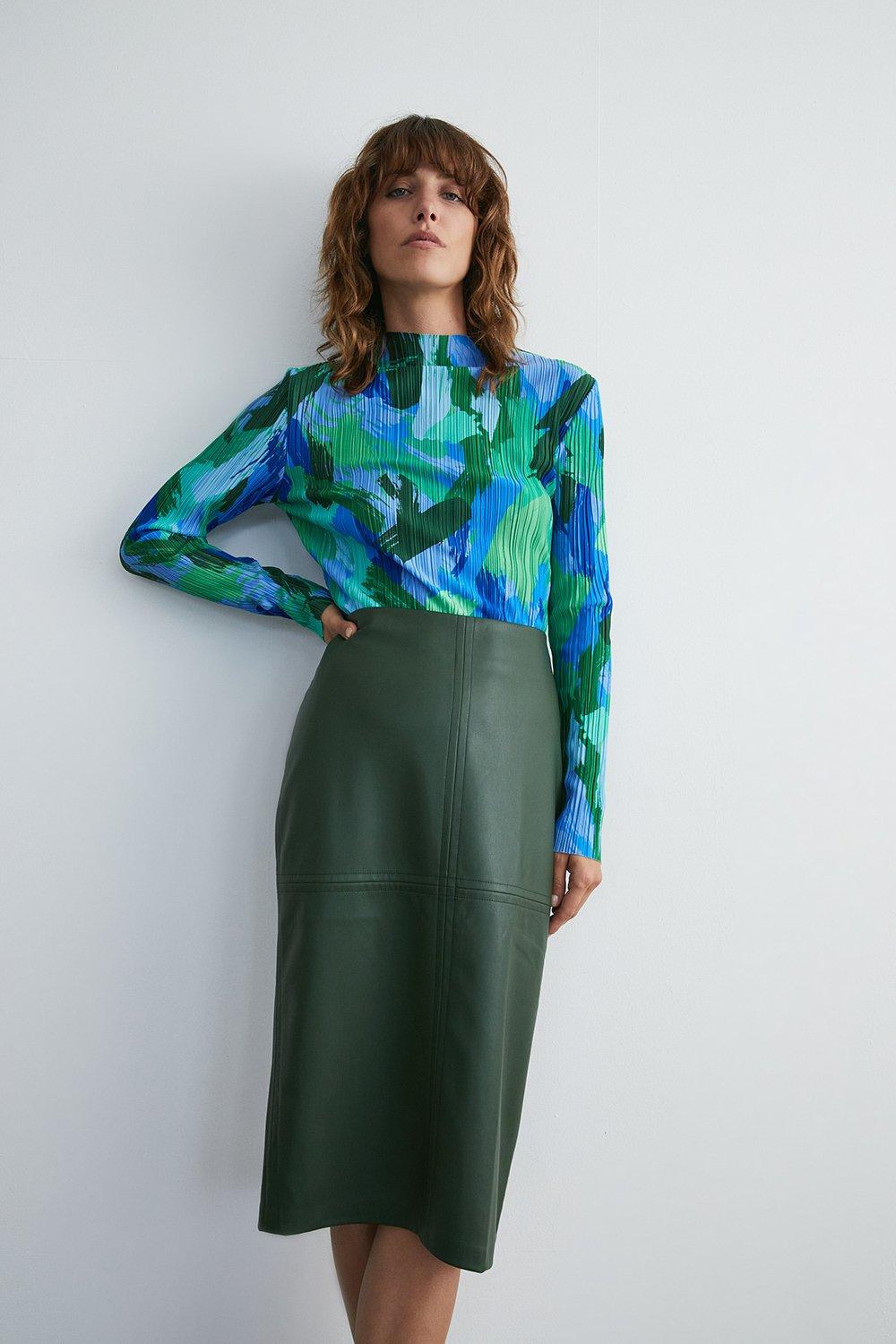 Faux Leather Skirts | Leather Look Skirts | Warehouse Ireland
