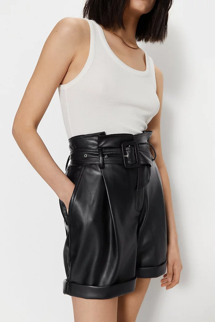 Belted Faux Leather High Waisted Short | Warehouse