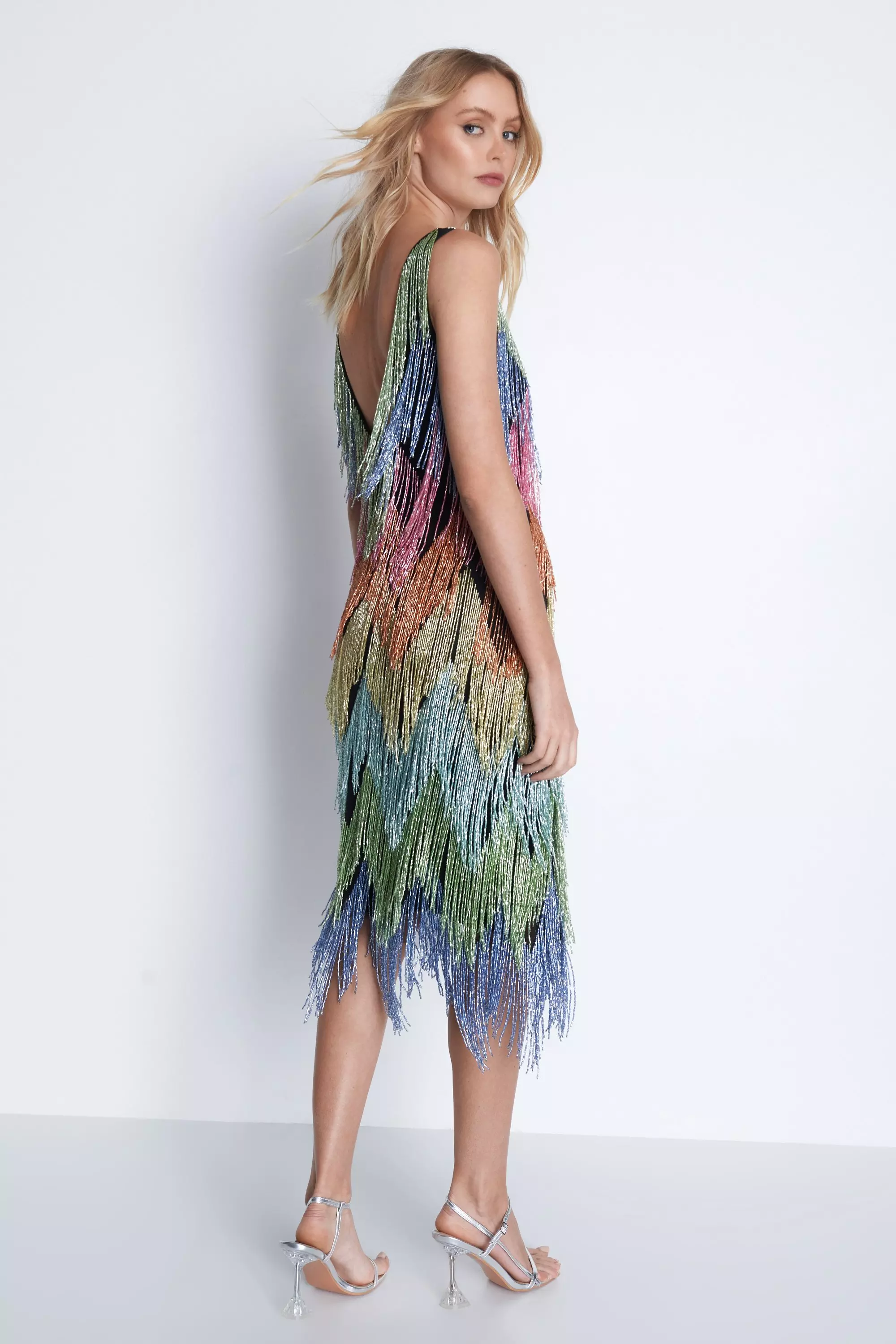 rainbow beaded dress