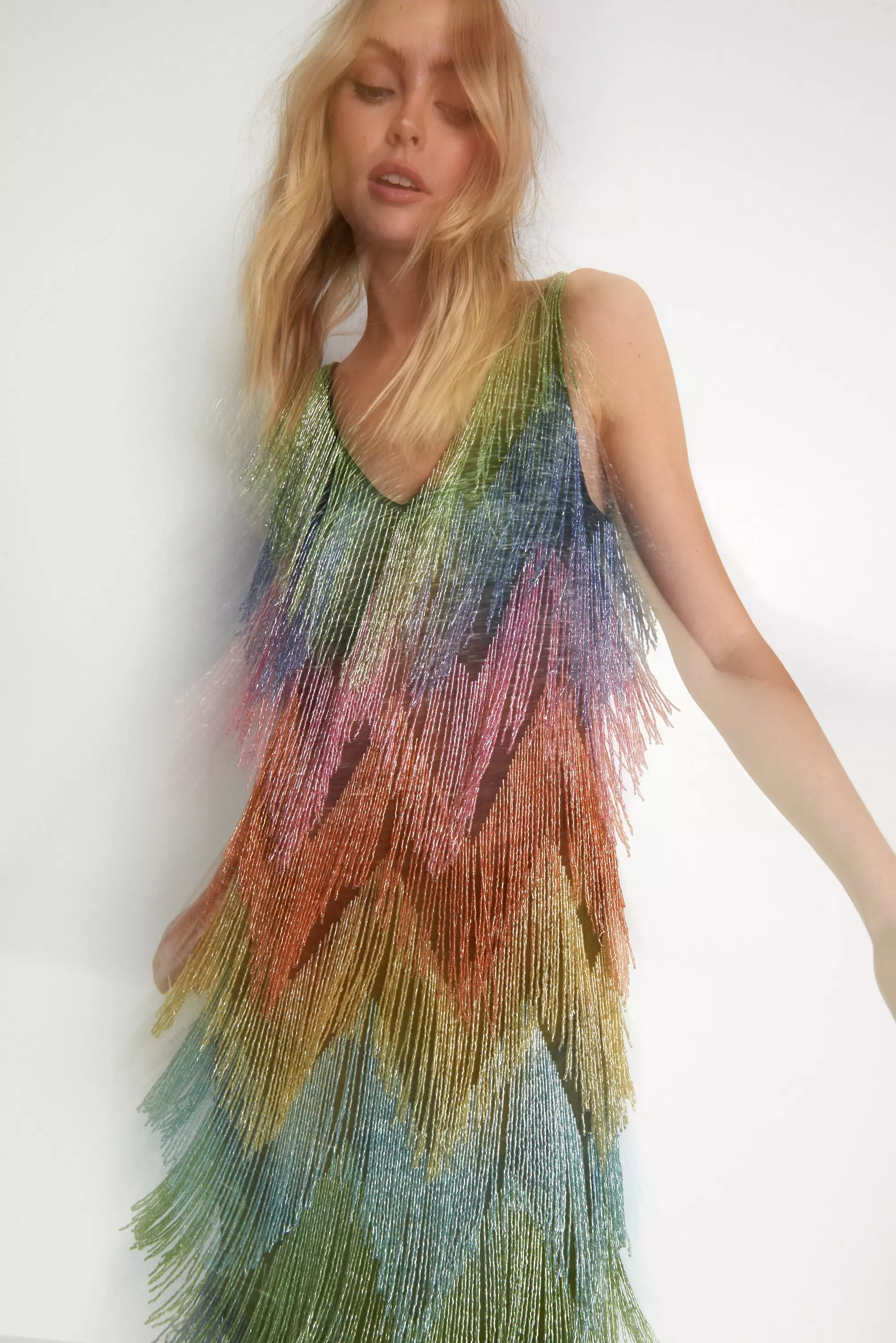 rainbow beaded dress