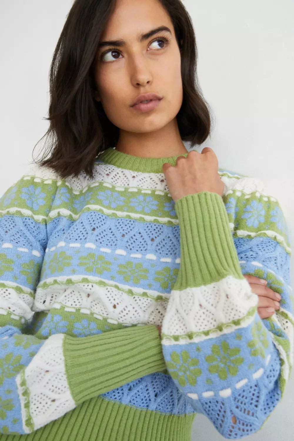 Mixed Stitch Stripe Knit Jumper | Warehouse