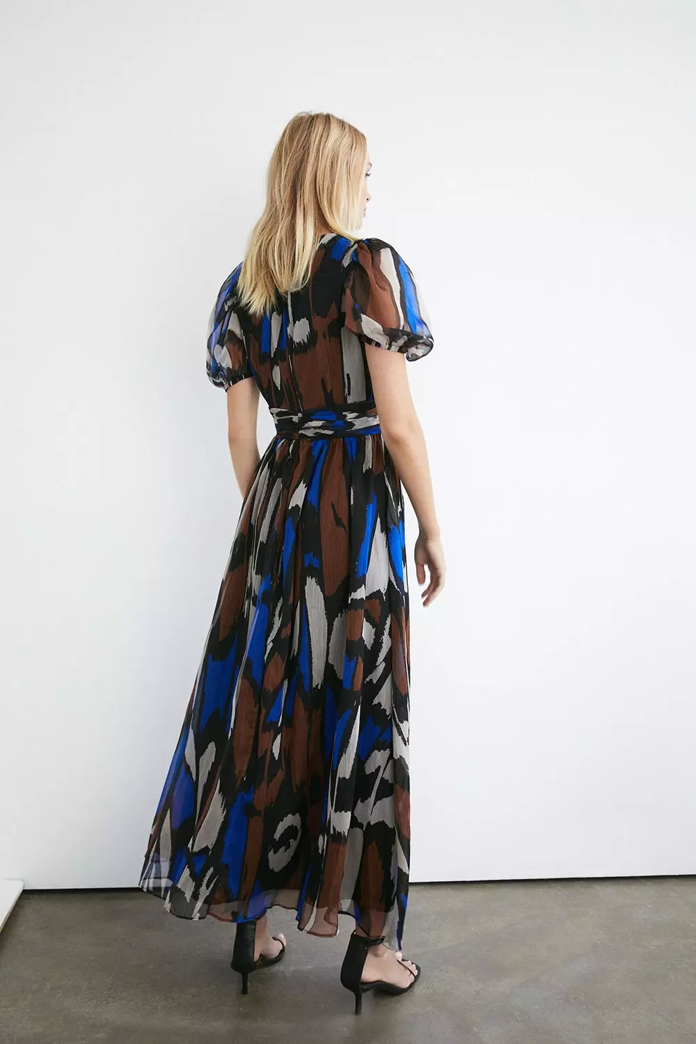 Deep V Neck Butterfly Print Maxi Dress | Warehouse
