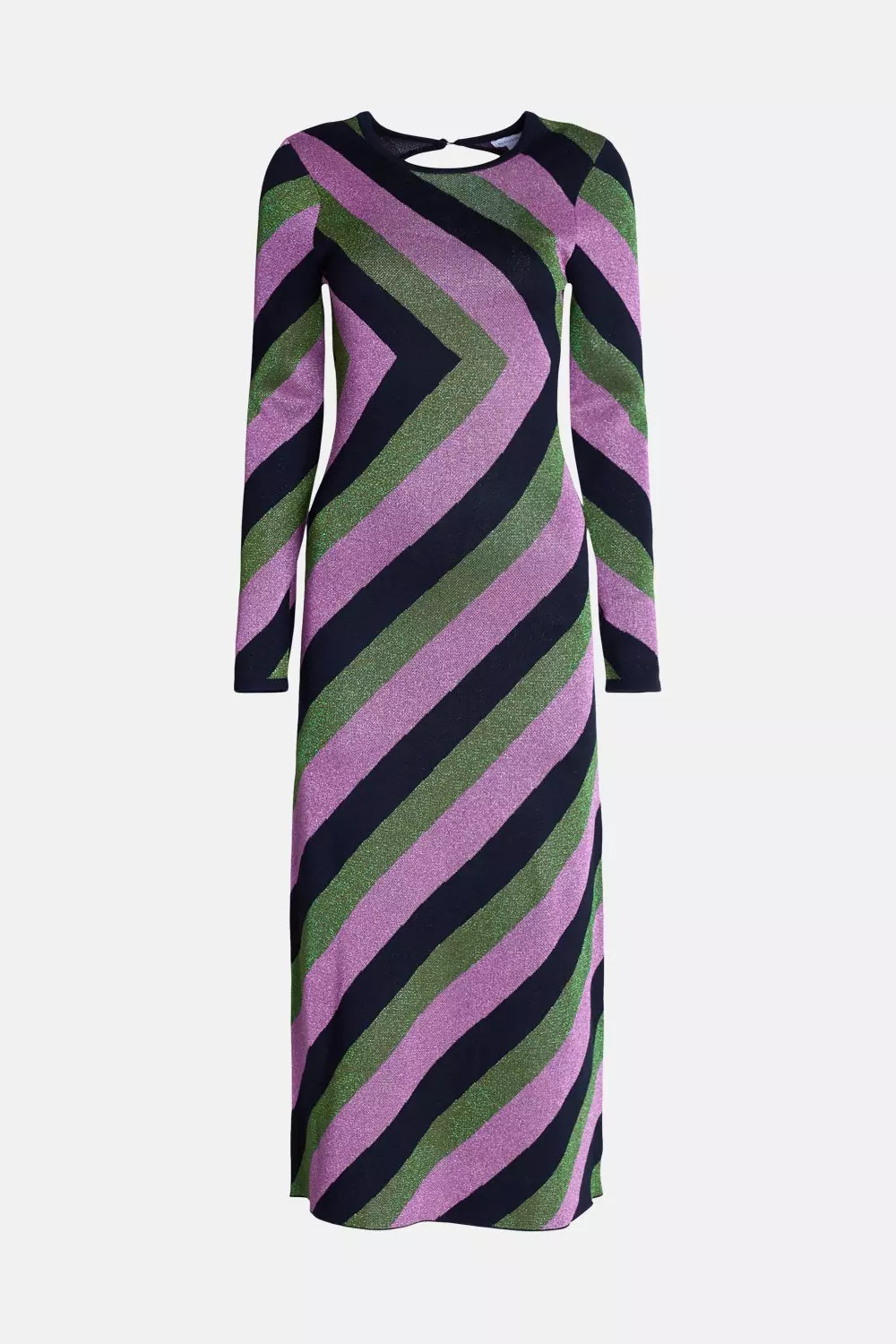 Diagonal Metallic Stripe Knit Midi Dress | Warehouse