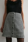 Mono Dogstooth Tweed Button Through Pelmet Skirt