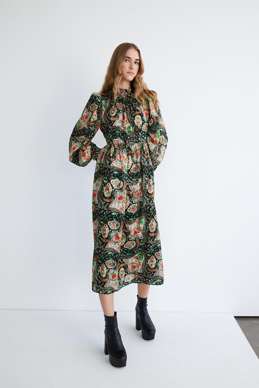 Warehouse paisley 2024 midi dress