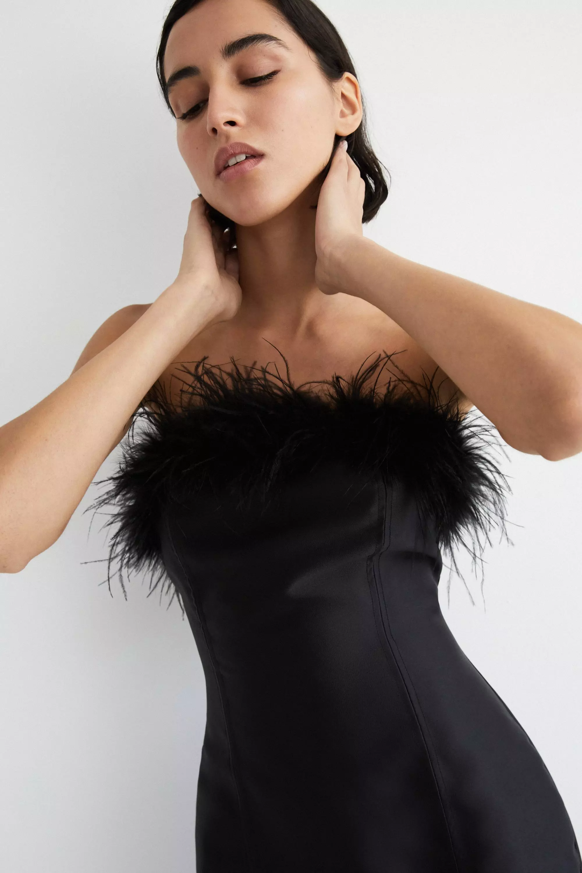 Feather on sale bandeau dress