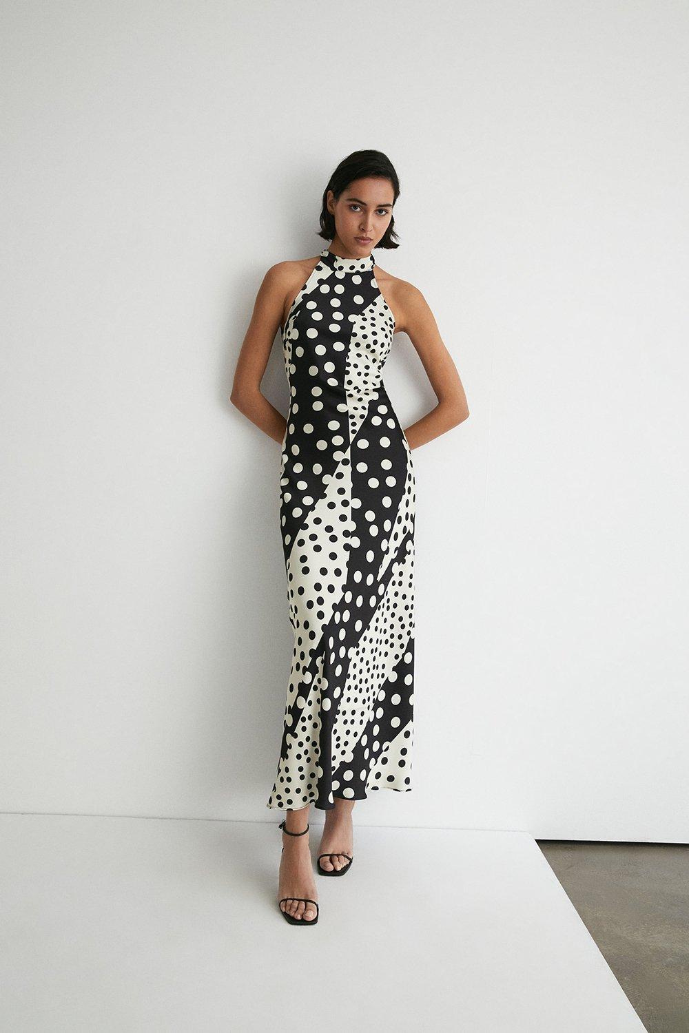 warehouse polka dot midi dress